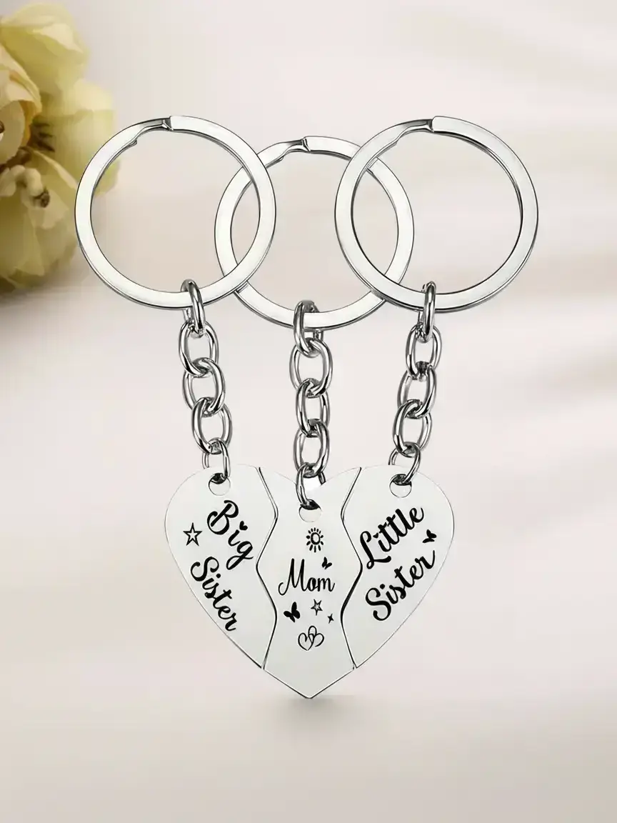 Mother's Day Gift Heart Shaped Keychain, Personalized Heart Tag, Stainless Steel Keychain for Women & Men, Perfect Birthday Gift for Sister, Mother, Friend