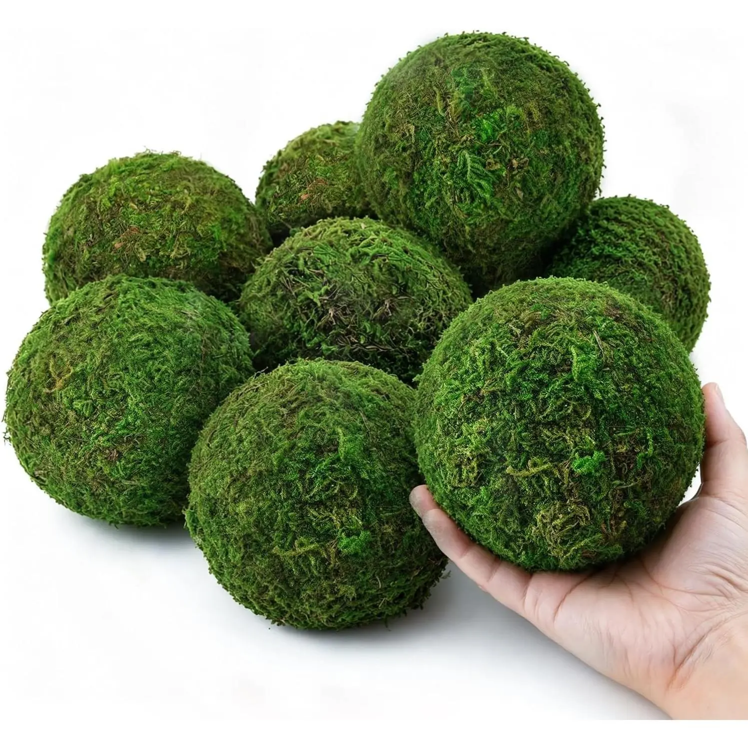 Large Green Moss Balls Decorative(4"-Set of 6) | Handmade Natural Moss Balls, No Watering Needed, Vase Bowl Fillers for Centerpiece, Wedding Party Home Decor