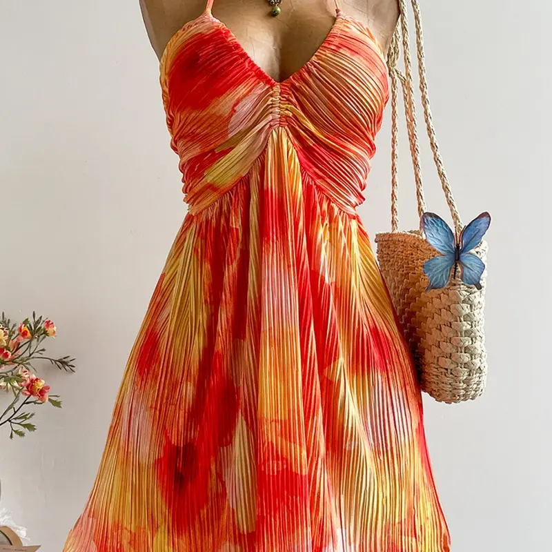 Plus Size Women's Off-Shoulder Backless Vacation Dress, Casual Beach Sundress, Boho Fashion Sundress, Boho Beach Sundresses, Boho Sleeveless Floral Beach Outfit, Casual Tropical Style for Easter, Hawaii & Coachella Music Festival