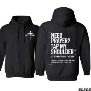 Men's Christian 'Need Prayer' Hoodie, Casual Faith Graphic Print Sweatshirt with Bible Verse, Inspirational Religious Outfit for Fall Winter, Tops