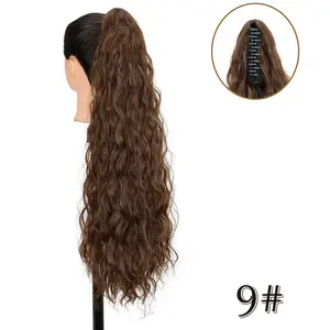 DB- Fluffy Cornrow Body Wave Ponytail Long Curly Claw Clip Synthetic Hair Extensions-DB