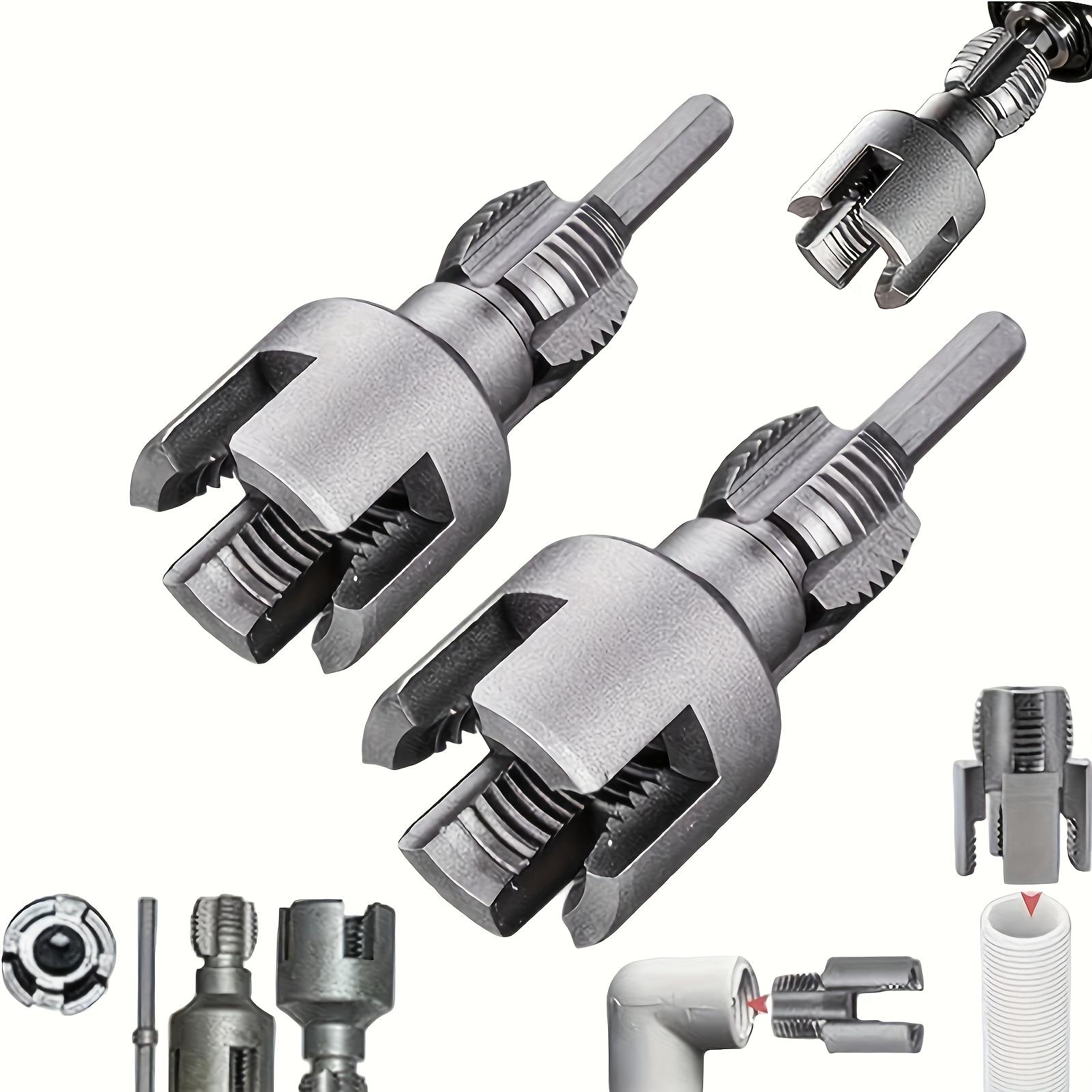 2pcs 1/2 inch 3/4 inch PVC Thread Cutting Tool Inner & Outer Pipe Threading Tools Dual Function Electric Drill Compatible PVC Plastic Pipe Threading Machine Kit for Home Repair Precision Carbon Steel NPT Pipe Tap Set external pipe high speed