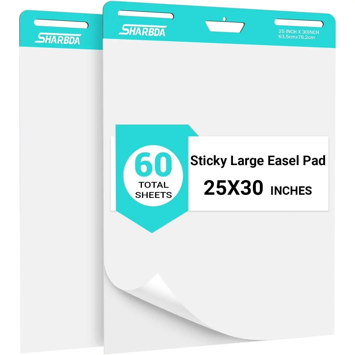 Sticky Easel Pad, 25 in x 30 in,Flip Chart Paper,Sticky Chart Paper for Teachers, Large Self-Stick Easel Paper,Super Sticky & Bleed-Resistant,30 Sheets/Pad,2 Pads