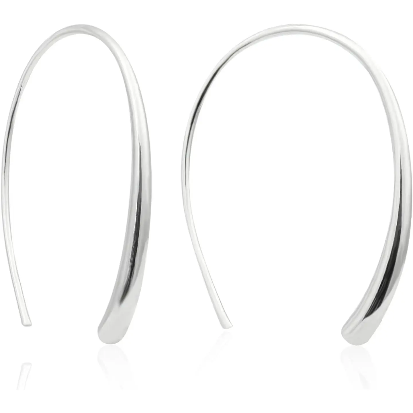 925 Sterling Silver Hoop Earrings for Women, Hypoallergenic Threader Dangle Style, Handmade Fashion Jewelry in Silver & Gold, Female