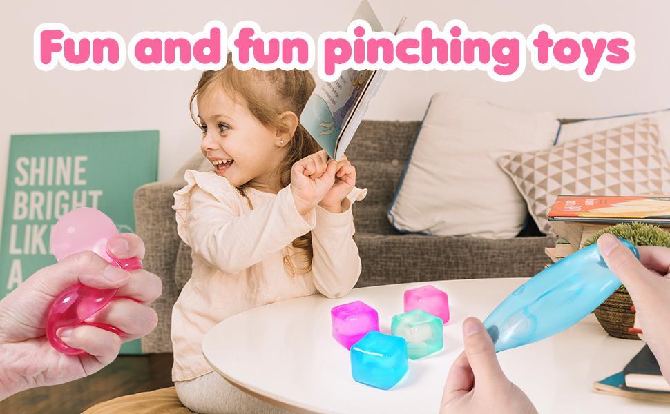 Squishy Ice Cube Shape Stress Cube Fidget Toy, Soft Filling Stress Balls for Kids Adults, Calming Sensory Fidget Toy for Stress Relief & Relaxation, Blue