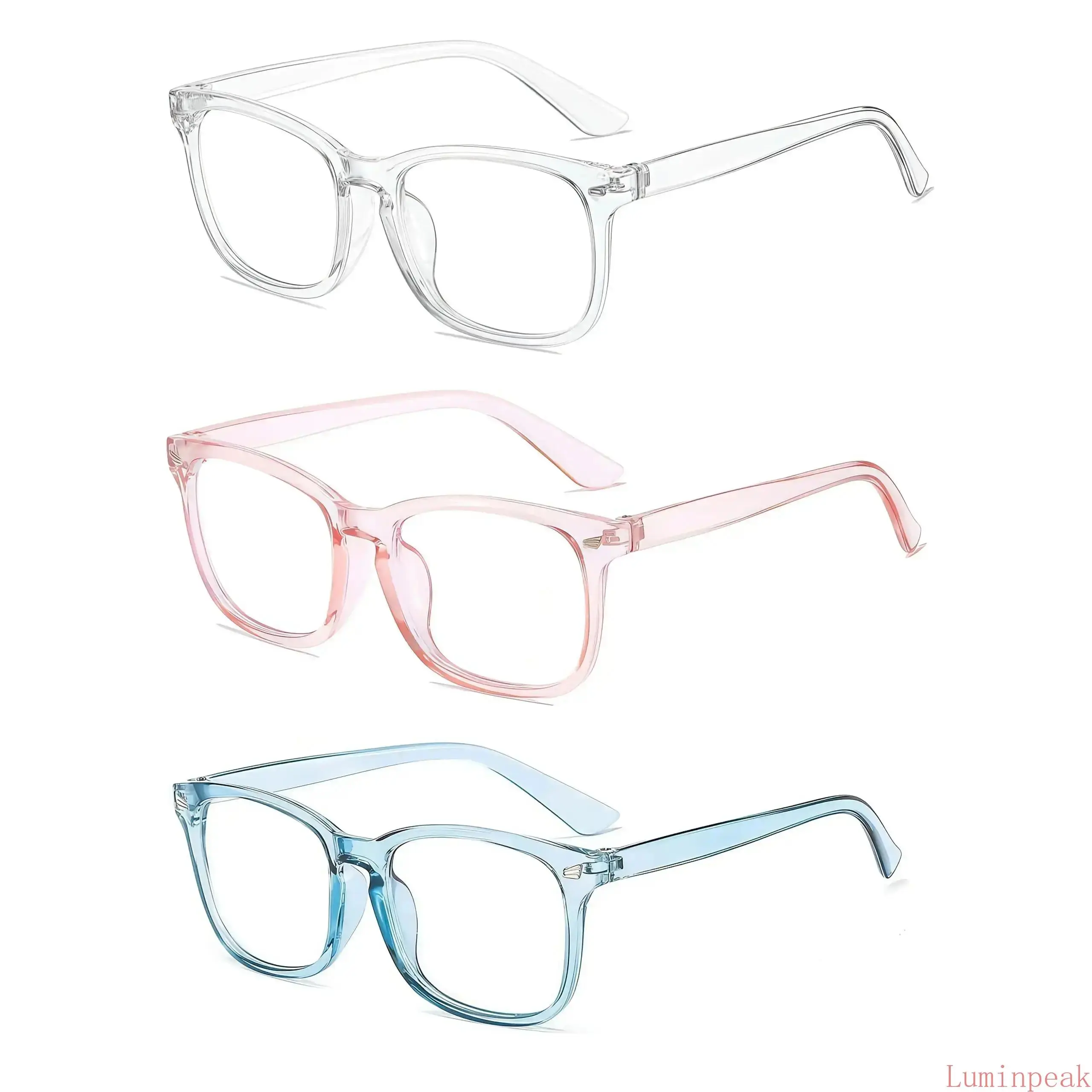 Unisex 3-Pair Ultra-Lightweight Candy-Colored Artistic Eyeglass Frames - Fashionable Frames Glasses for Adult Everyday Fashion Outfits, Casual Indoor Recreation, Casual Wear, Candy-Colored Artistic Glasses, Leisure