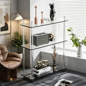 Acrylic Side Table, Narrow Open Design, Easy Assembly, Modern Style, Space-Saving, Living Room, Bedroom, Office, Hallway Storage, Bedside Cabinet, Bookshelf