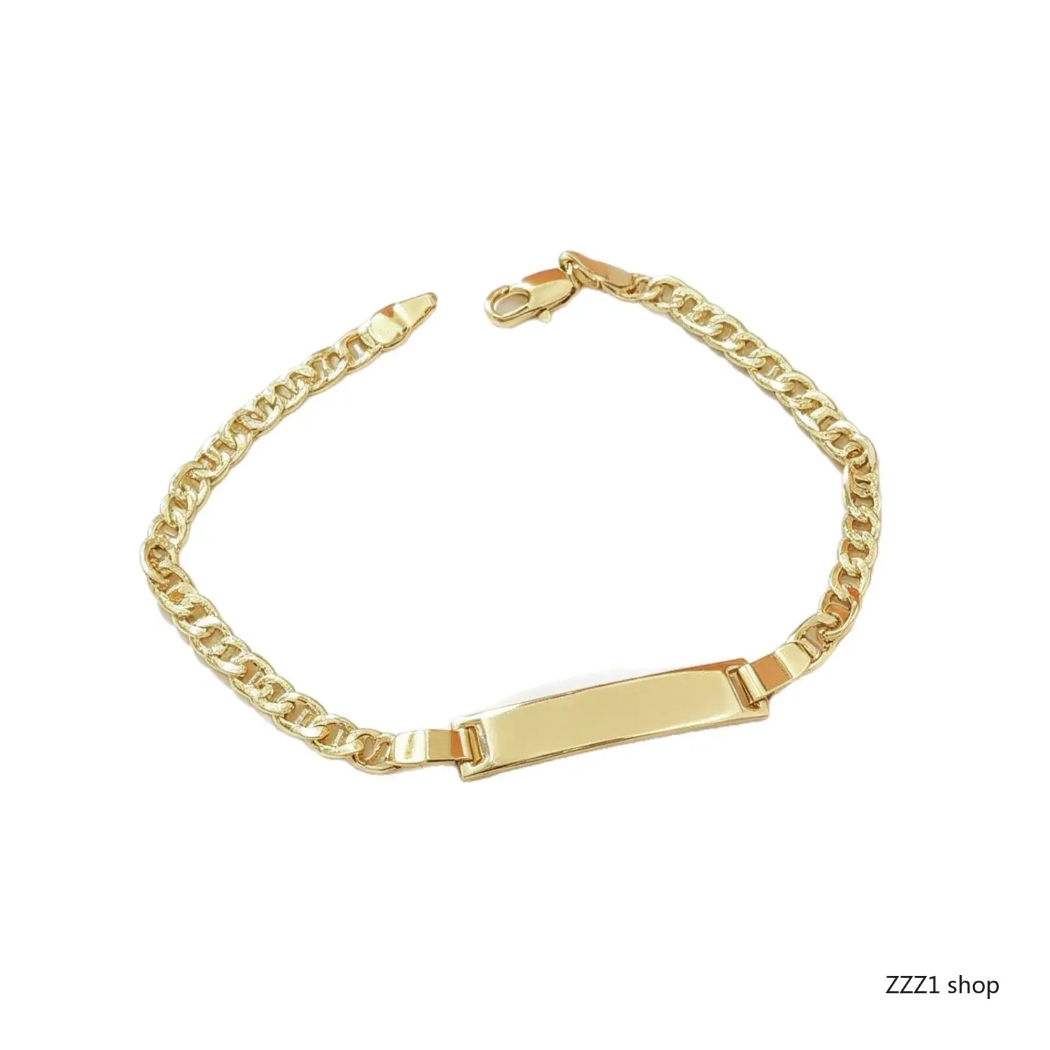 18K Gold Plated Engravable ID Bar Chain Bracelet Custom Name Plate Link Bracelets for Men Women Stainless Steel Cuban Curb Wrist Cuff Jewelry Christmas Birthday Gift