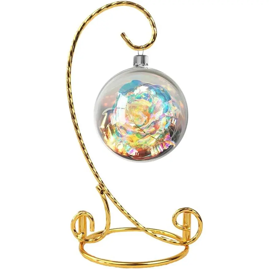6 Inch Cute Ornament Display Stand,Twisted  Ornament Hanger Stand for  Glass Globe, Air  Terrarium,  Ball, Christmas Ornament and  Wedding Decoration (Metal Gold2)