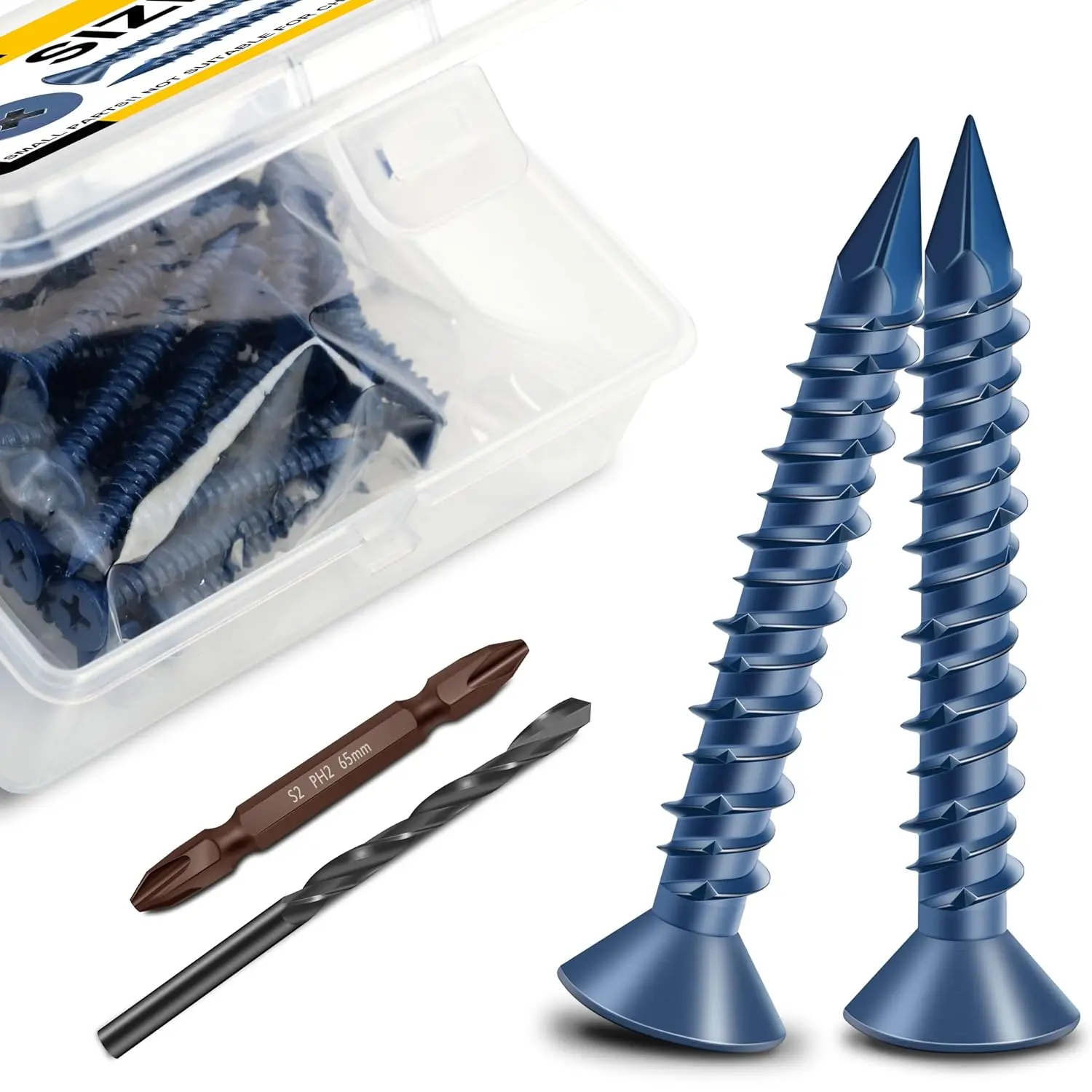 30 count Concrete Screws 3/16 x 1-1/4 Masonry Anchor With Drill Bit, Flat Phillips  Stucco, Self Tapping Cement for Anchoring to Masonry Concrete Block Brick Stucco