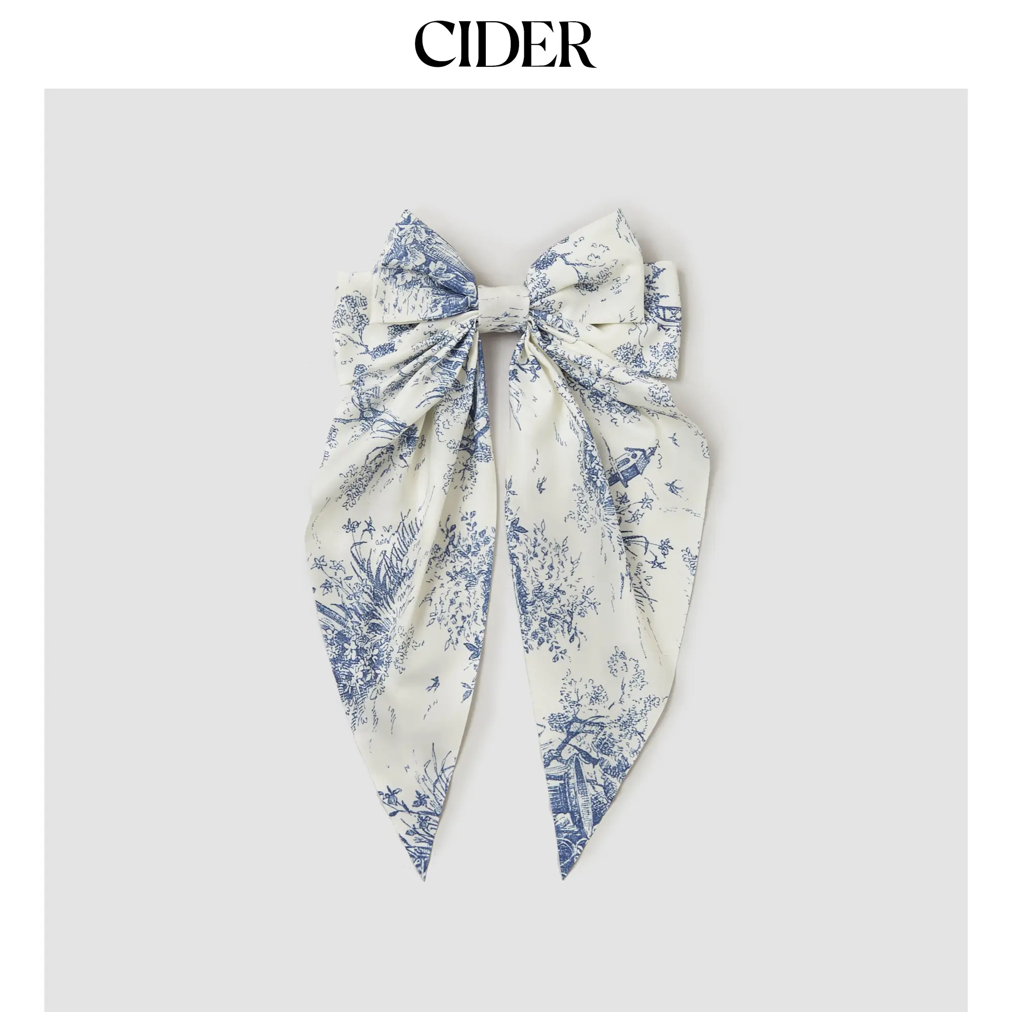 Cider [one-size] Toile de Jouy All-Over Print Bowknot Hair Clip