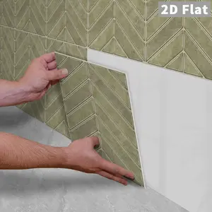 10PCS/Color Box GST Vintage Khaki-Grey Herringbone PE Foam Tile Stickers, Waterproof Oilproof Shock & Wear Resistant, Peel & Stick on Smooth Surfaces for Bedroom Kitchen Bathroom School Office Home & Commercial Wall Renovation Decor