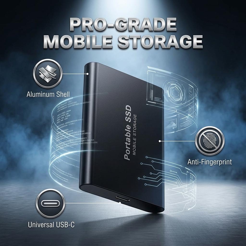 2026  Portable External SSD 1TB/2TB USB 3.2 Type-C High Speed Solid State Drive for PC Mac | Ultra Fast Transfer, Silent Operation, Plug and Play, Mobile Storage