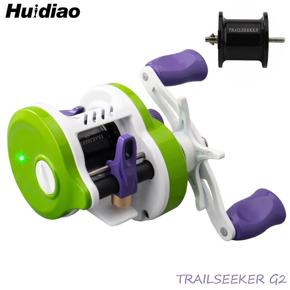 HUIDIAO TRAILSEEKER G2 Ultralight DC Drum Reel Digital Control Braking System BFS Round Baitcasting Reel Fishing Reels Zero Backlash 1.8g Light Lure Casting for Bass Trout Stream River Finesse Fishing Fishing Equipment
