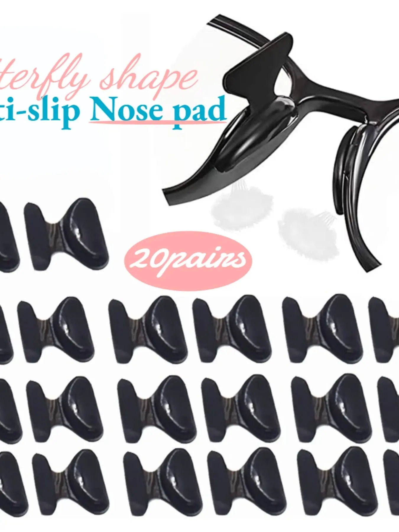 20 pairs butterfly shaped anti slip nose pad glasses self-adhesive pressure reducing nose pad accessories, Glasses Nose Pad Replacement, anti indentation butterfly nose pad, glasses accessories