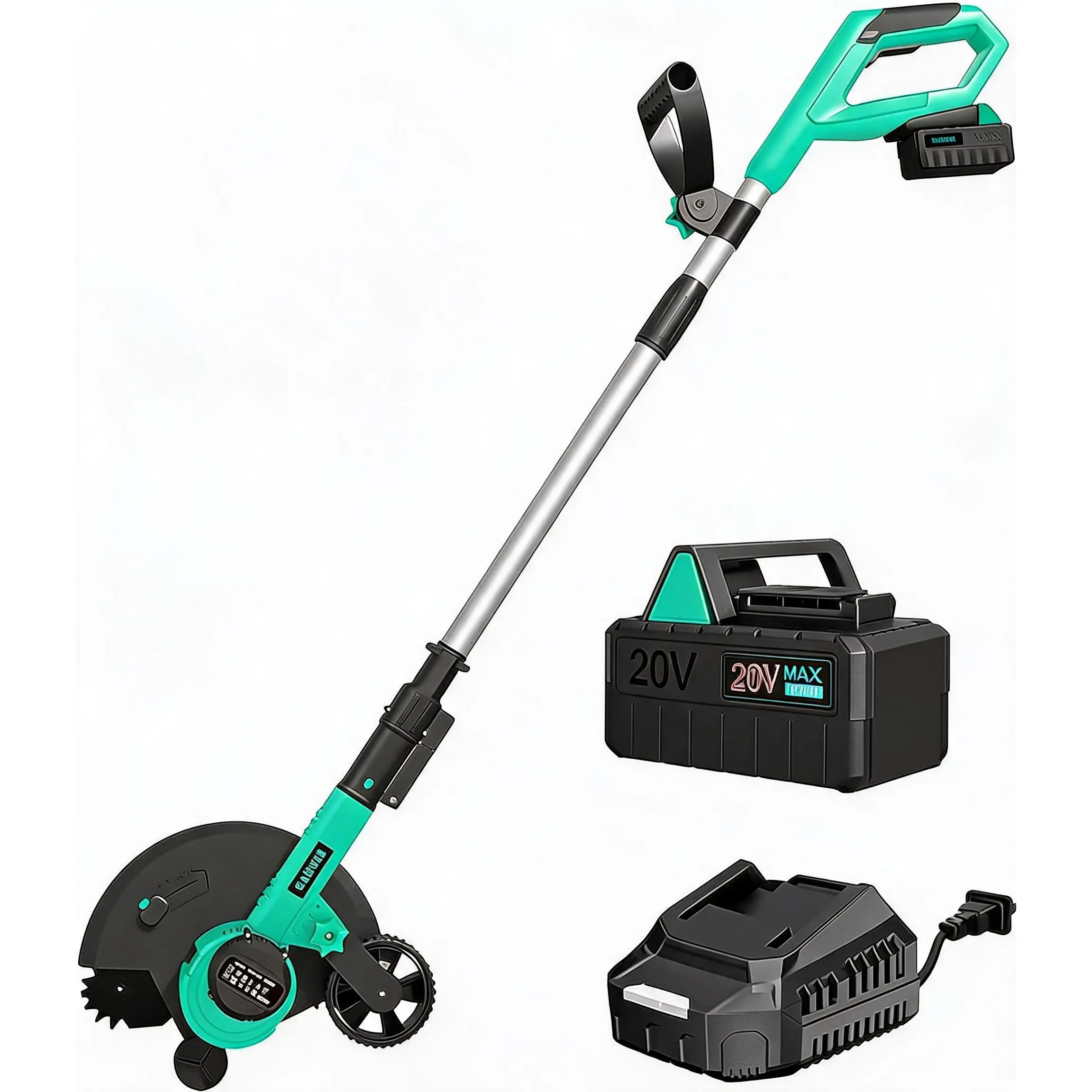 Versatile 20V Wireless Brushless Lawn Edger & String Trimmer - 9" Edger, 12" Trimming Width, 4.0Ah Battery & Charger, 3 Depth Settings, Dual Wheels, Auto Line Feed - Perfect for Lawn & Sidewalk Maintenance