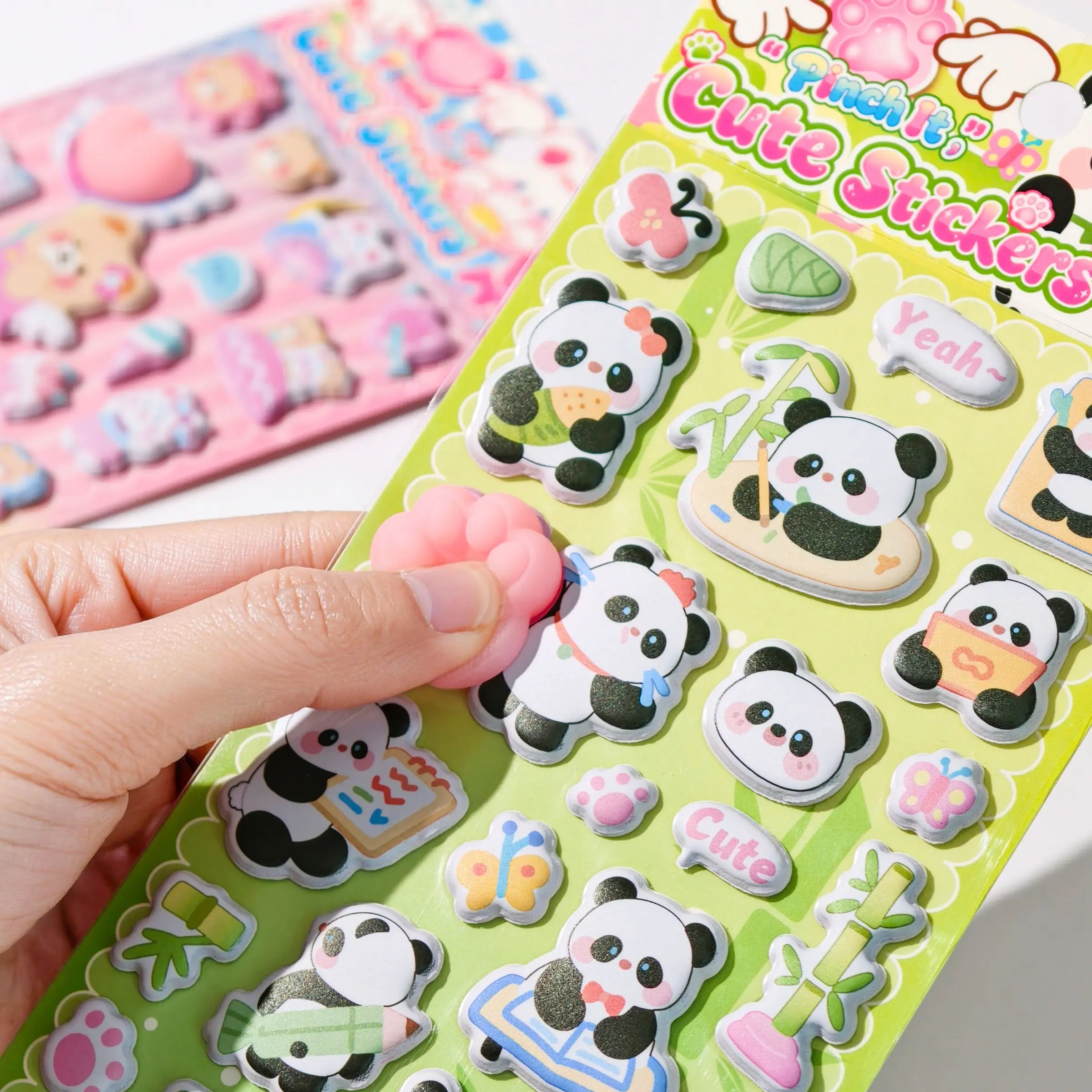 3D Cute Panda Bubble Stickers, Stress Relief DIY Craft Supplies, Handmade Decorations for Journals, Cups, Phones, Laptops
