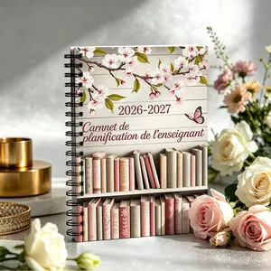 2026-2027 Academic Year French Teacher Planner - Includes Weekly and Monthly Plan Schedule, Student Tracking Sheet, Grade Book Pages, Compact Classroom Notebook, Suitable for Daily Teacher Use