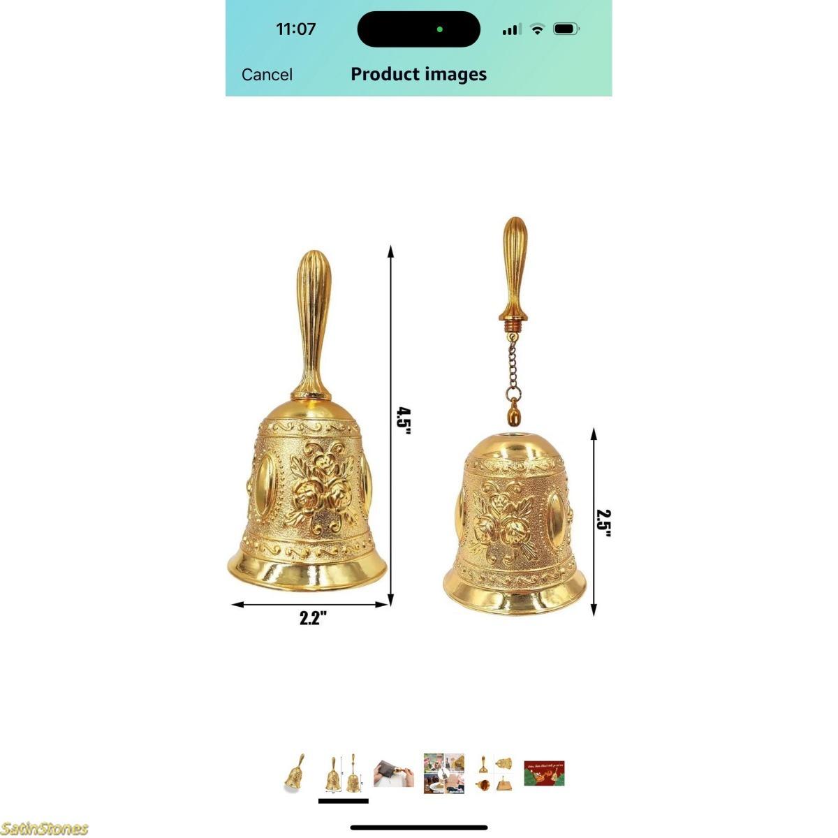1-piece gold handbell - ochun/obatala. Wedding decoration services require unique jewelry for Christmas decorations, meditation, and spiritual retreats.