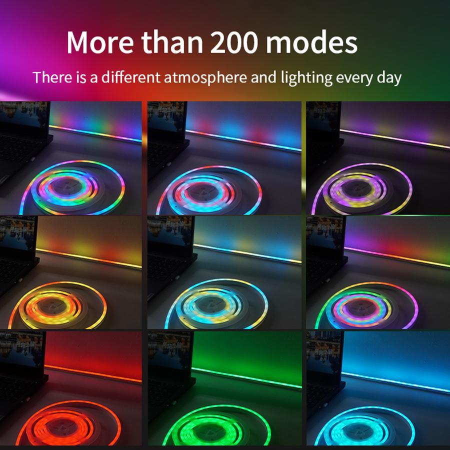 USB-Powered RGB Color-Changing LED Strip Light with App Control, Ambient Backlight for TV, Computer, Bedroom & Living Room, Decorative Neon Accent Light, Smart LED Lighting, Great Christmas Gift