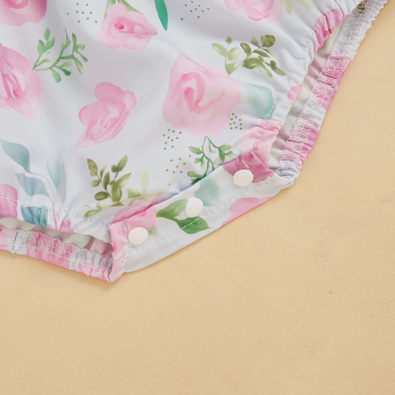 Newborn Baby Girl Summer Outfits Floral Mamas Girl Smocked Bubble Romper Fly Sleeve Onesie Bodysuit Mothers Day Clothes