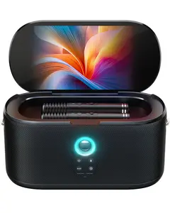 Ikarao Shell S1 Karaoke Machine with Lyrics Display Screen, KaraFun Prime, EQ, Autotune, Connect to TV, 2 Self-Charging Wireless Microphones, Karaoke System for Adults Kids, Portable Bluetooth Speaker for Home