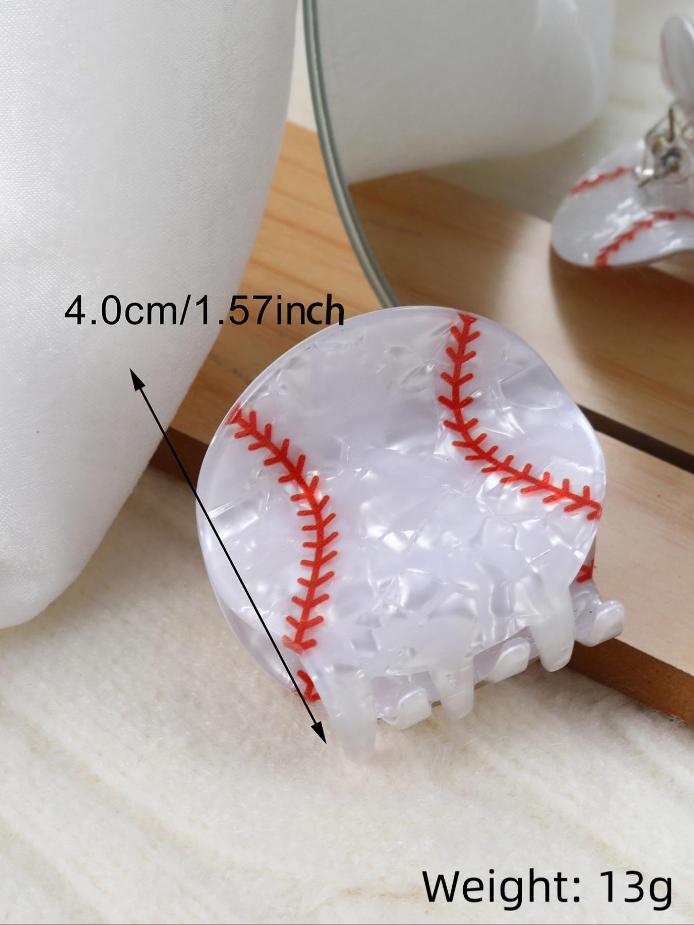 Baseball Design Hair Claw, Cute Hair Accessories for Women & Girls, Minimalist Headwear Suitable for Thick Hair, Fashion Hair Accessories for Party, Daily Clothing Decor, Transparent Clips