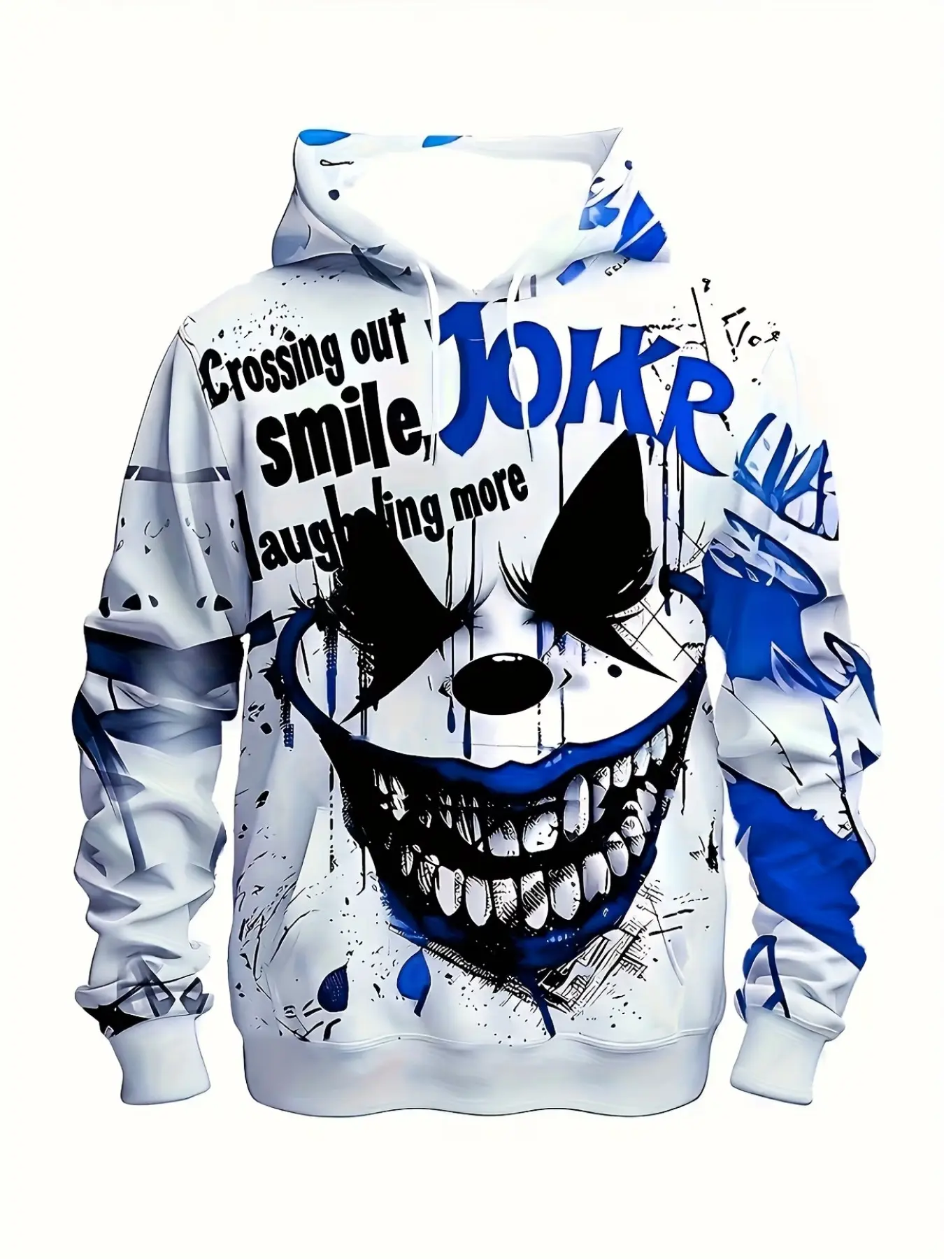 Men's Fashion Long Sleeve Hooded Sweatshirt, Clown 3D Print, Casual Streetwear, Spring Fall Apparel, Versatile Pullover, Casual Graphic Streetwear