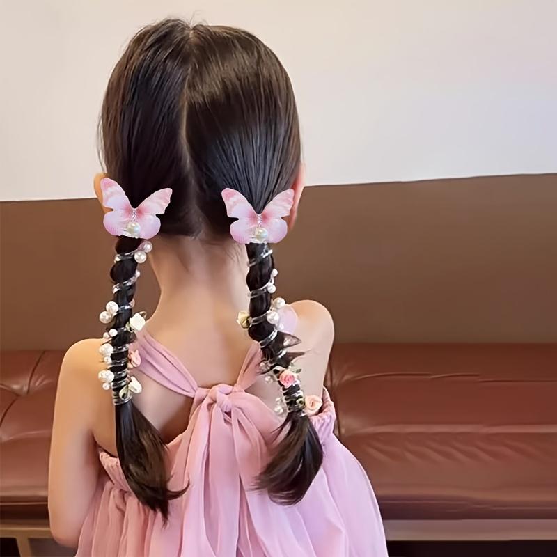 2 pieces of AYLHFO mesh bow headbands, cute floral design with beads for girls, suitable for daily wear and parties, suitable for all seasons, everyday hair accessories, fun accessories, durable plastic headbands, bow hair accessories