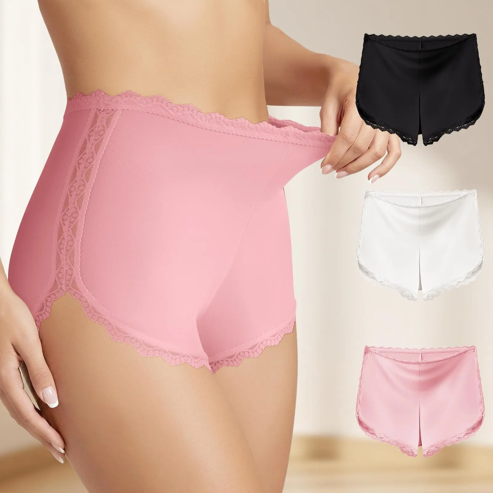 QUASTI Women's 3/6PCS Low-Rise Loose Lace Edge Safety Shorts - Anti-Chafing Under Skirt Panties, Breathable Elastic Fabric, Stitched Seams, Assorted Colored Anti Chafing Breathe Boyshorts & Boxers for Daily Wear, Anti Chafing Boyshorts & Boxers
