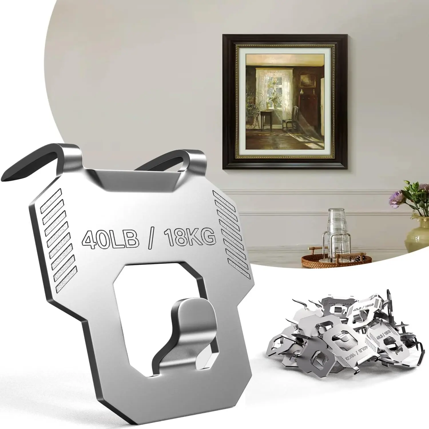 STREBITO 20-Pack Claw Picture Hangers, No Damage Wall Hooks for Drywall, Mirrors, and Posters, Tool-Free, Holds Up to 25lbs