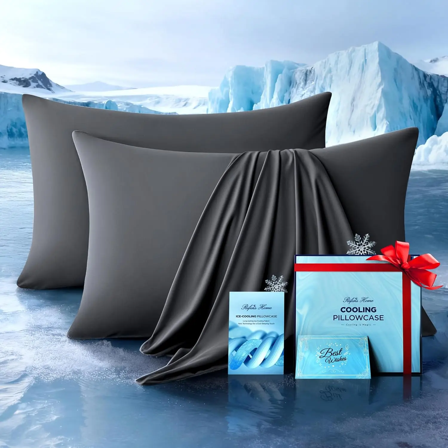 Chill Cooling Nylon Blend Pillowcase 2-Piece Set for Hot Sleeping, Softer Than Silk, Breathable Zippered Bed Covers for Hair & Skin Protection, Standard Dark Gray Hot Sleeper Gifts for Men