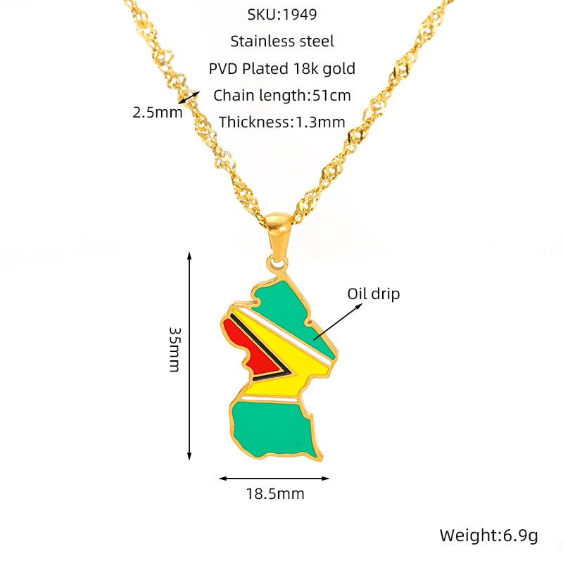 Various Countries Map Pendant Necklace Jewelry, Stainless Steel Necklace