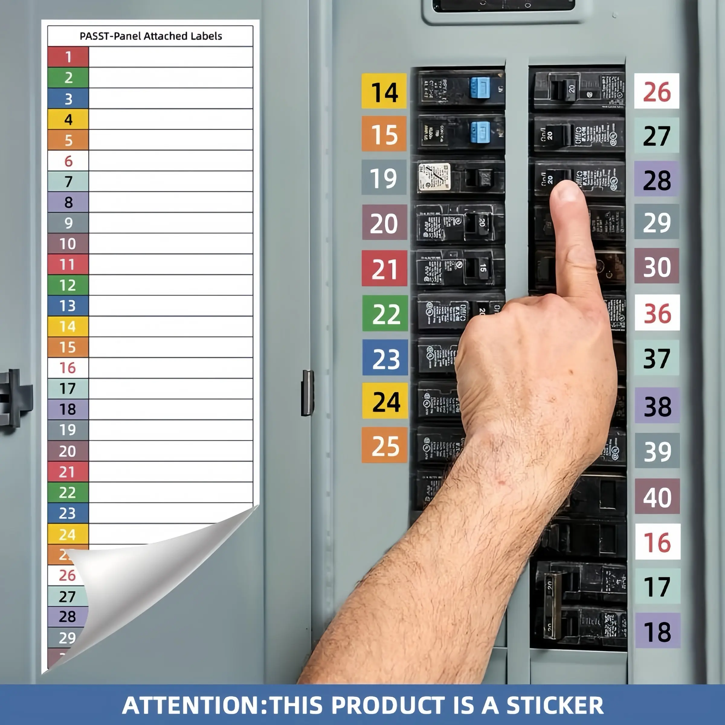 Circuit Breaker Label Set with Marking Panel (1-10,n,t,r,s), Handwritten Electrical Panel Stickers, Compatible with Single/triphase Systems, Sticky Labels, Self Adhesive Stickers, Includes Labels