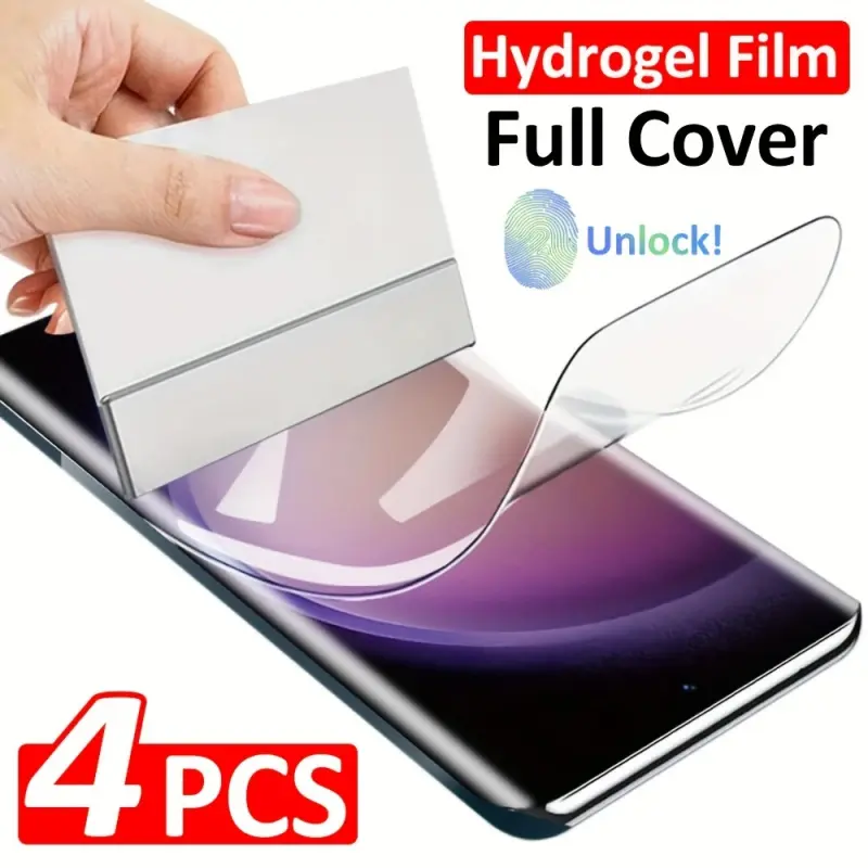 4-piece set of hydrogel film tempered glass screen protectors for Samsung Galaxy S26 S25 S24 S23 S22 S21 S20 Ultra Plus A54 A53 A52 A51 S20 S21 S23 S24 FE, compatible with S26 S25 Ultra S24 S21 S23 Ultra FE S26 Plus Accessories