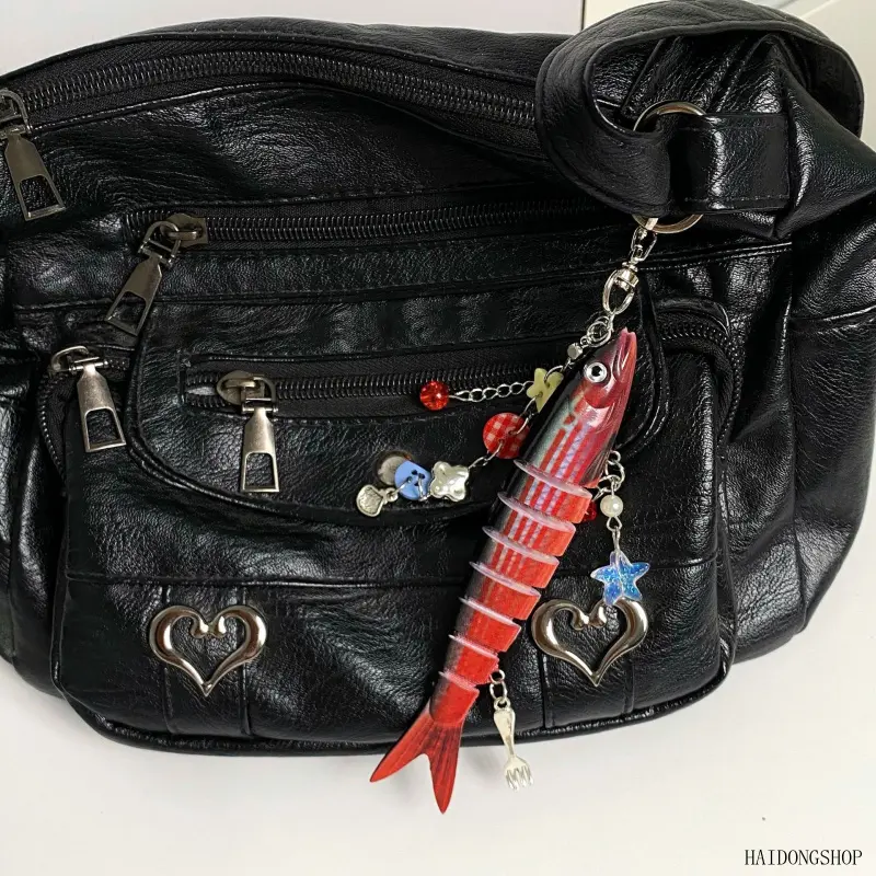 Realistic Multi-Jointed Swimbait Lure Fish Bag Charm, Simulation Fishing Bait Car Keychain Pendant, Cool Ocean Themed Angler Novelty Accessory For Fishing Lovers Daily Backpack Outdoor Casual Outfits,Personalized,Boyfriend,wristlet,