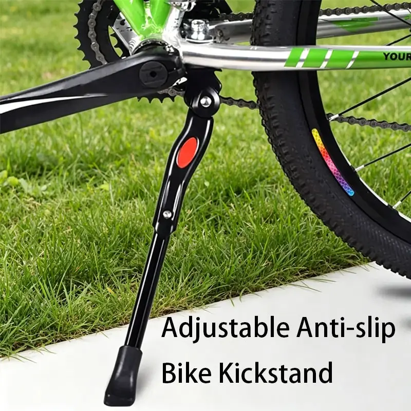 Adjustable Anti-slip Bike Kickstand - Heavy Duty Bicycle Side Stand Bike Accessories for Mountain & Road Bikes