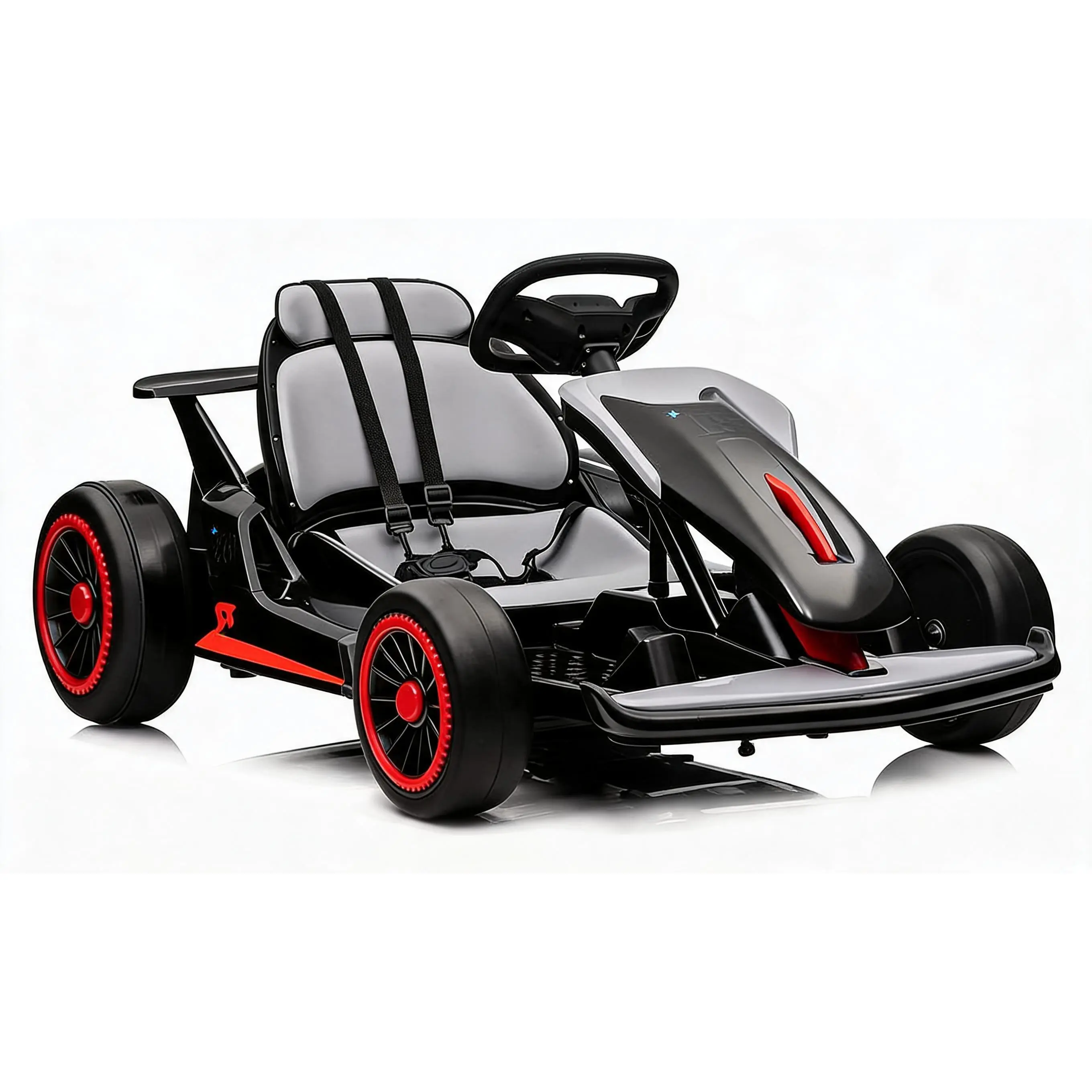 24V Kids Go Kart. 8.1 Mph Powerful Drift Kart with Dual 150W Motors. High Speed Electric Outdoor Ride On Toy. Battery Powered Ride On Racing Car with Music. Safety Belt