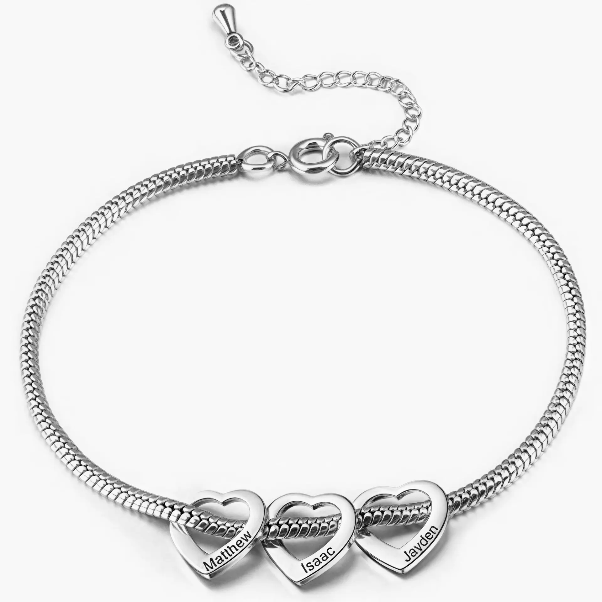 Steel bracelet + 3 hearts