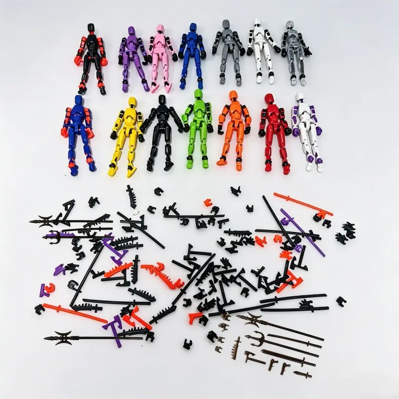 8pcs-10pcs Multi-Jointed Action Figures, Figurine Set, DIY Assembleable Desktop Decorations, 3D Trendy Toys with Weapons, Christmas/halloween Gift Sets