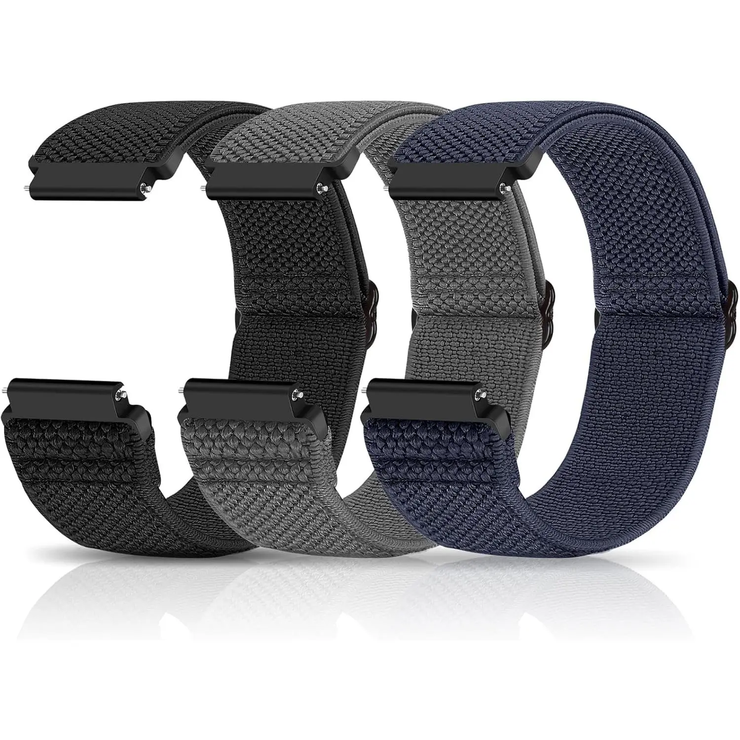 Compatible with 16mm 18mm 19mm 20mm 22mm 24mm Watch Bands Quick Release Replacement Wristband,Adjustable Stretchy Nylon Solo Loop Straps Fabric Braided Sport Elastic Bands for Men Women