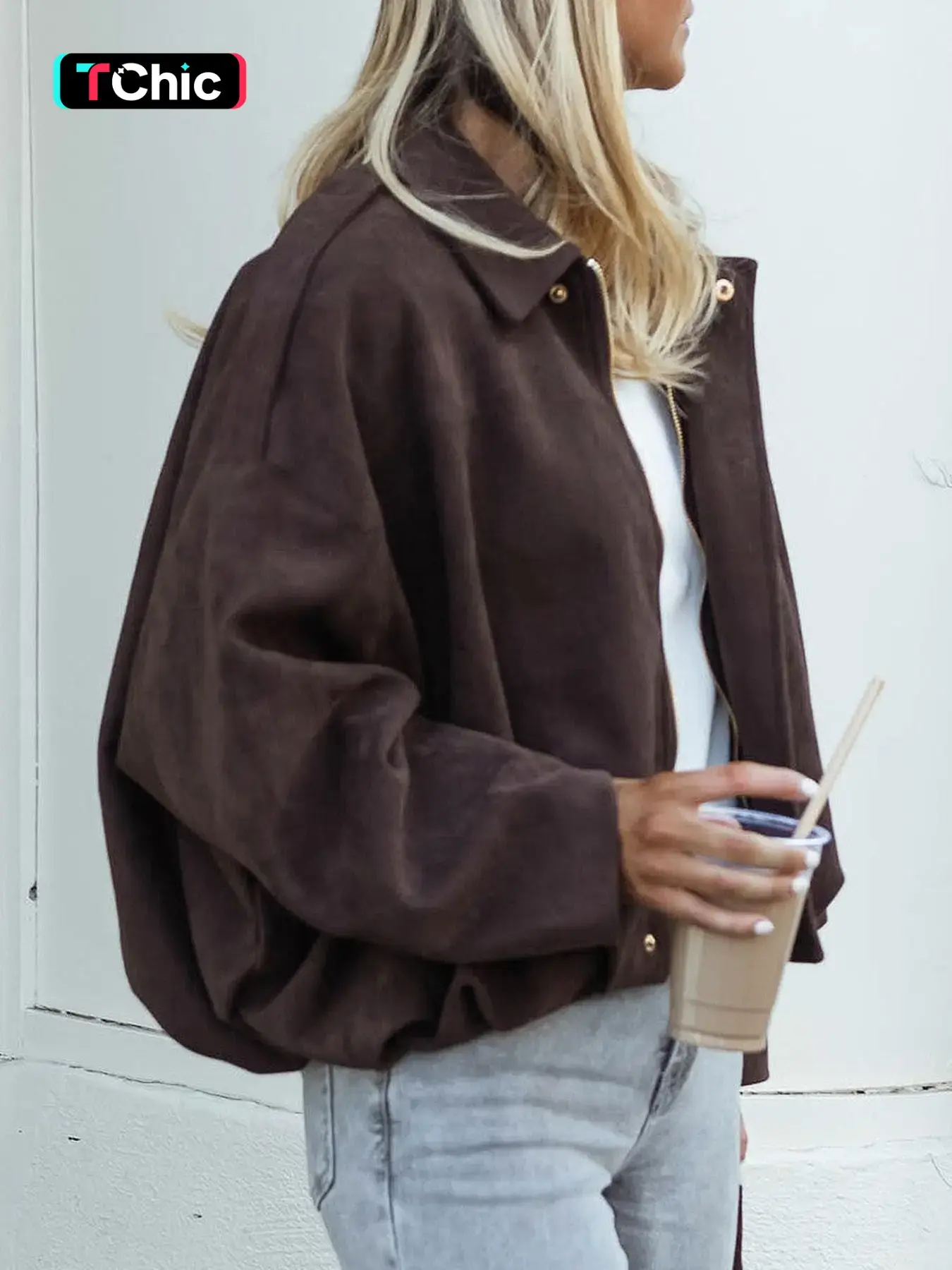Women Solid Fall Winter Long Sleeve Loose Oversized Jacket Ladies Daily Casual Outfit Vintage Coat Autumn Outerwear Casual Fashion Outerwear
