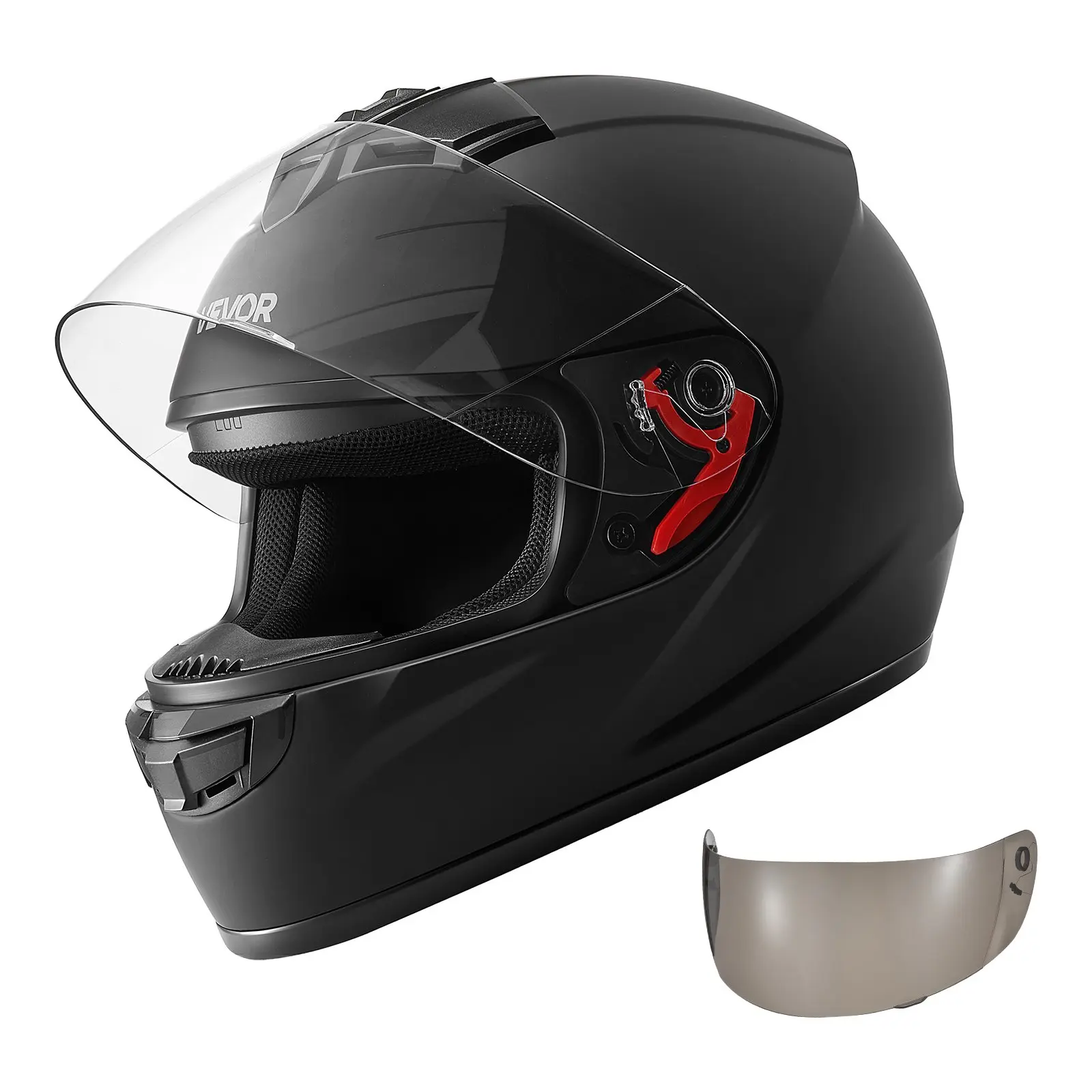 VEVOR Full Face Motorcycle Helmets, Adult Motocross Dirt Bike Helmet with Clear Visor, Lightweight Comfortable Motorcycle Street Bike Helmet for Men and Women - DOT Approved (M Size)