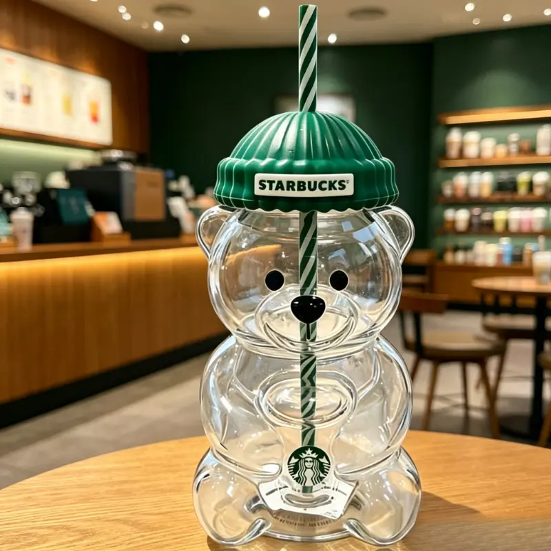 2026 Trendy Style Bear Shaped Glass Coffee Mug Reusable Durable Daily Use Cup With Cute Animal Design Perfect For Office Home Kitchen Morning Coffee Tea Drinking BPA Free Safe Material Easy To Clean And Store