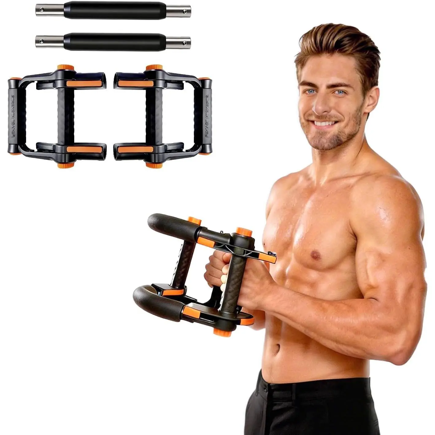 outdoors Twister Arm Trainer with Push-Up Grips, Adjustable Resistance (20-90LB), Unisex Chest Workout Equipment, Spring Resistance Exerciser for Muscle Building & Shaping
