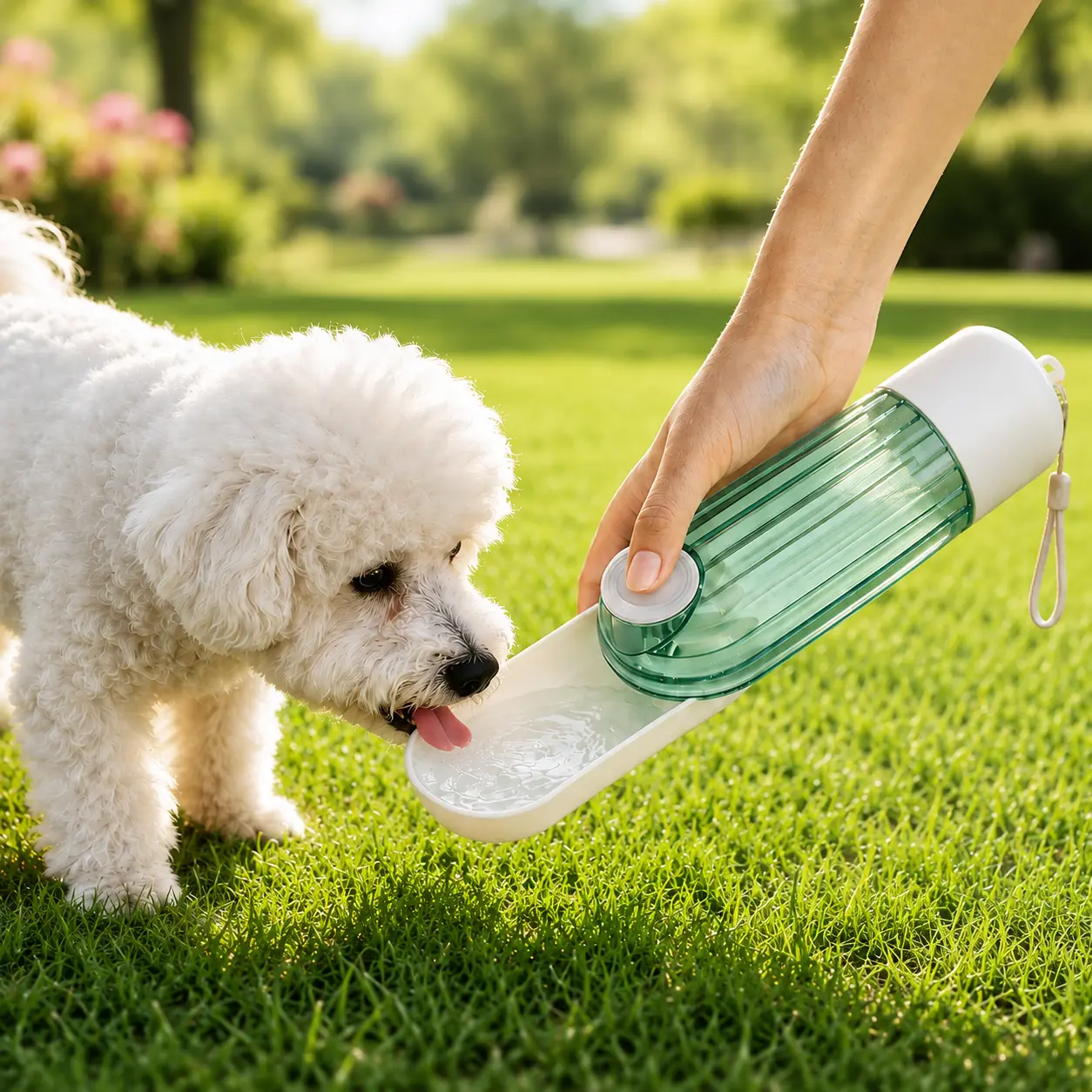 Pet Travel Water Bottle and Food Cup 2 in 1 Portable Dog Drinking Feeder Outdoor Walking Hiking Supplies Leak Proof BPA Free Easy Clean Bottle for Cats Puppies