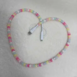 Chic 4 in 1 Beaded Phone Fast Charging Cable Acrylic Beaded Charging Cord 3 3ft Compatible with All USB C and Lightning Devices Multiple Colors Ideal for Girls Nice Holiday Gift
