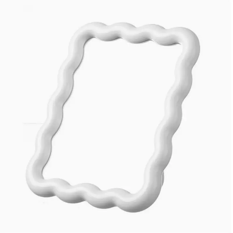 Cute Cream-Style Wavy Decorative Makeup Mirror – Desktop/Wall-Mountable, Trendy for Student Dorms & Offices