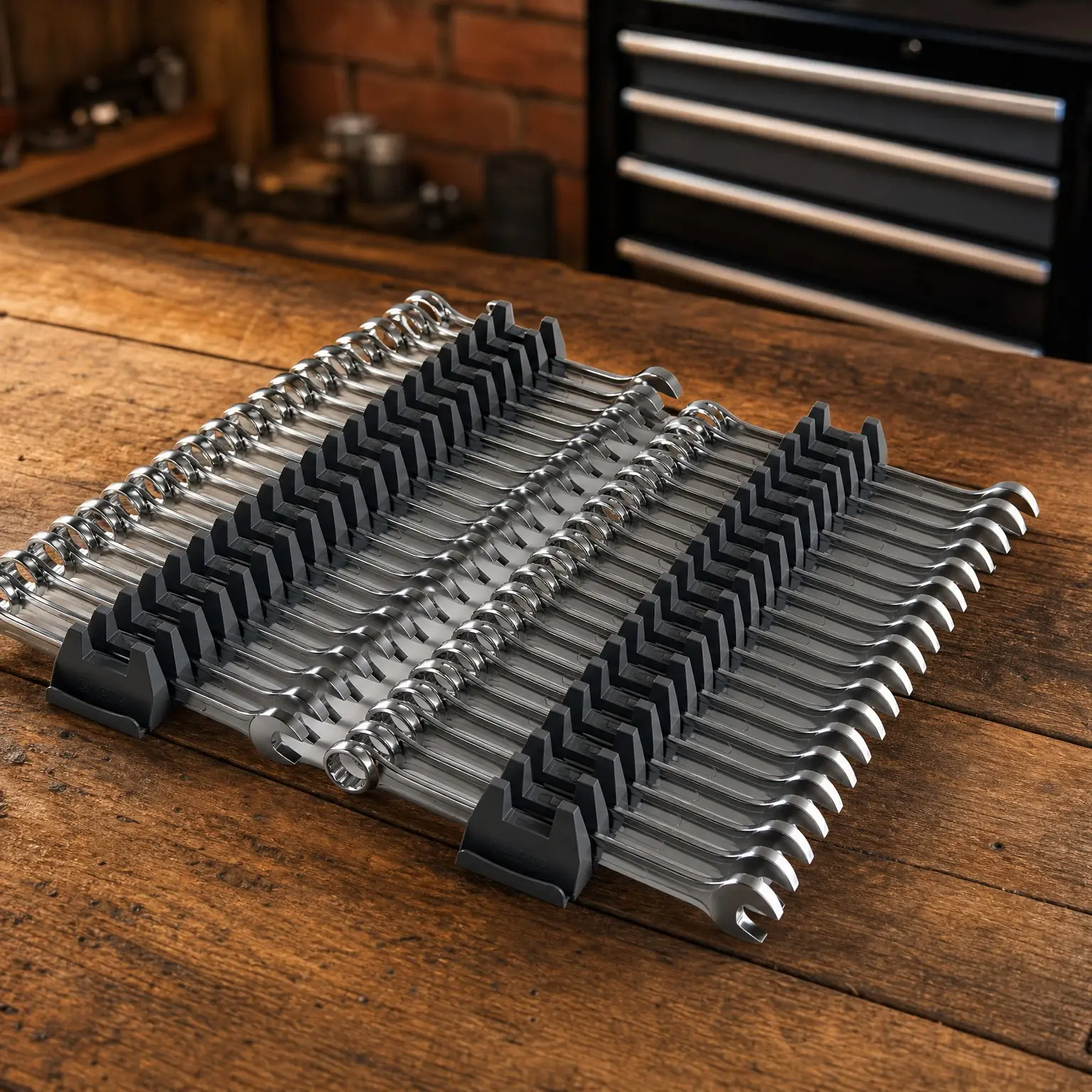 48PCS Magnetic Modular Wrench Organizer Set - Tool Drawer Storage Rack with Metric & SAE Labels, Magnetic Wrench Holder, Perfect Gift for Men, Father, Boyfriend, DIYers & Mechanics (Black)Gift
