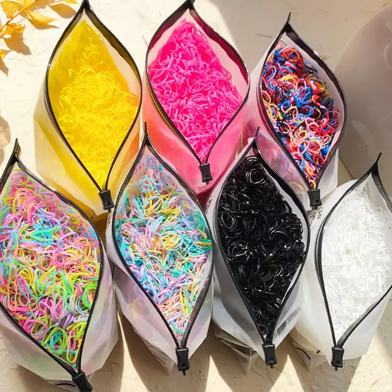 500/1000/2000Pcs Colorful Disposable Hair Rubber Bands for Girls, Elastic Kids Ponytail Holders, Stretchy Tiny Hair Ties, Multipurpose Children Hair Accessories for Daily Hairstyling & Party Use
